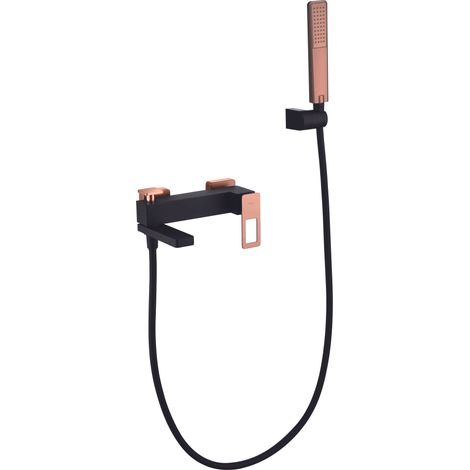 Grifo monomando de pared para bañera con un acabado negro y oro rosa Suecia de Imex (1/4)