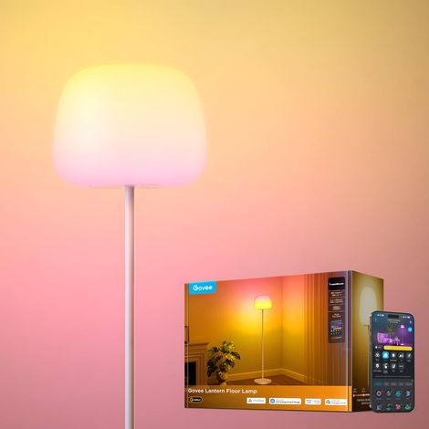 Lantern Lampadaire sur Pied, RGBICWW Lampadaire LED d'Eclairage Halo  100 Scènes, Réglable 1000K-10000K (1/5)