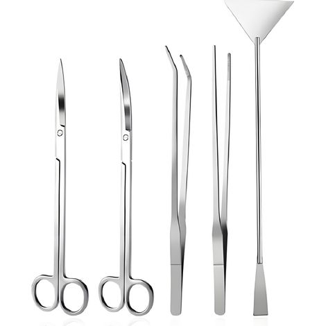 Kit d'Aquascaping d'aquarium en acier inoxydable 5 en 1, Ensemble d'outils pour plantes, Pinces, Spatule à ciseaux (1/5)