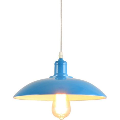 Suspension industrielle vintage Edison, plafonnier classique en métal pour hall d'entrée, bar, restaurant, bureau, style rétro, sans ampoule, douille E27 (bleu)