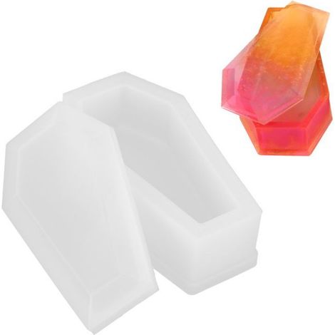 Moule Silicone Cercueil - Pour Résine Époxy Et Bricolage - Boîte De Rangement Vampire Miroir - 2 Pièces (1/5)