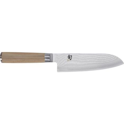 Kai Santokumesser Shun Classic White, Küchenmesser, Pakkaholzgriff, Damaszenerstahl, Klingenlänge 18 cm, DM-0702W (1/2)