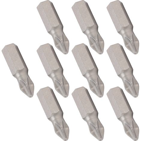 Lot de 10 embouts de tournevis cruciformes de 25 mm en acier allié S2, antidérapants et magnétiques, pour perceuse électrique portative (1/5)