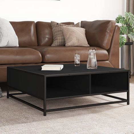 vidaXL Couchtisch Schwarz 80x80x30 cm Holzwerkstoff und Metall (1/5)