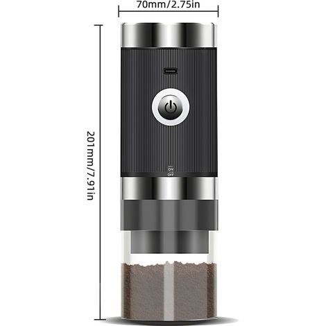 Ortviai Moulin à Café Électrique Portable Sans Fil 5 Réglages, Bac Transparent et Arrêt Automatique – Modèle W309 (1/4)