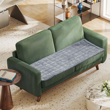Light Grey Corduroy Thickened Sofa Cushion 210cm W x 70cm D