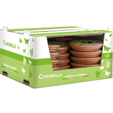 Cereria Di Giorgio - 24 fiaccole in coccio alla Citronella di Java 100% Naturale - Anti zanzare e insetti - Diametro 15,5 cm - Durata 2.5 ore (1/4)
