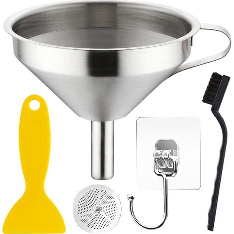 Filtre en résine en entonnoir en acier inoxydable pour imprimante 3D en résine, transfert de liquides, huile, avec filtre en acier inoxydable, crochet, outil de nettoyage (1/5)