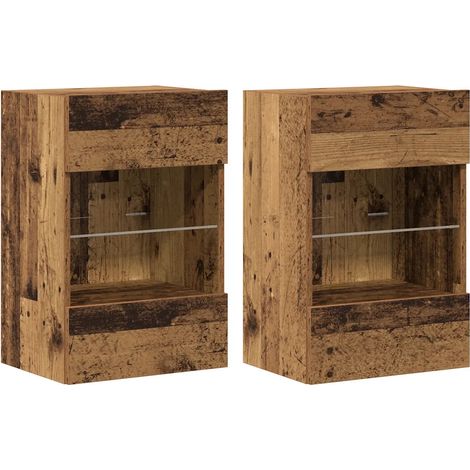 Set di 2 pensili da parete con luci LED design contemporaneo portaoggetti 40 x 30 x 60 cm legno vecchio 020051176