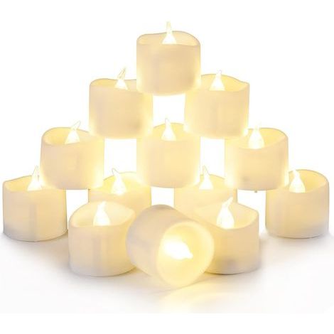 24 Pièces Set Bougies LED Thé, Batterie Incluse CR2032, Sans Flamme, pour Décoration Maison Fête Mariage (1/5)