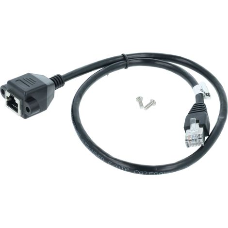 vhbw Ethernet LAN Verlängerungskabel RJ45 Stecker auf Buchse - Cat6 Verlängerung mit Einbaubuchse, 0,5 m Schwarz (1/5)