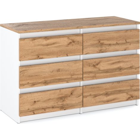 Cómoda Wotan blanca de roble con cajones, mueble para TV, aparador, armario, sala de estar, 100 CM (1/5)