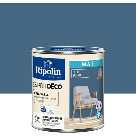 Ripolin – Peinture murale intérieure mat 0,5L – Bleu Séram – Ultra couvrante pour murs et boiseries – A+ air intérieur – Fabriqué en France (1/5)