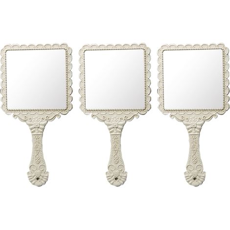 Miroir De Maquillage Portable - Motif Rétro Carré Ou Rond - Avec Poignée Ergonomique - Pour Voyage Et Usage Quotidien - 1 Pièce (1/5)