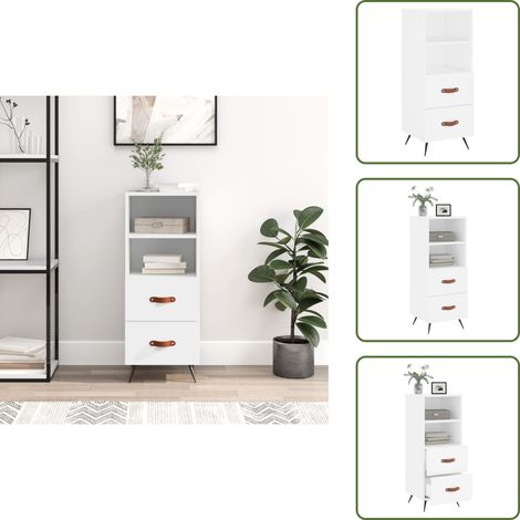 Credenza con cassetti - vidaXL Credenza Bianca 34,5x34x90 cm in Legno Multistrato - Credenza con scomparti