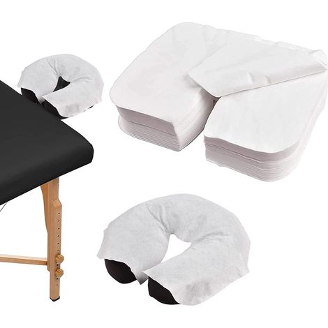 Lot de 200 housses jetables ultra douces et antiadhésives pour appui-tête pour tables de massage, chaises et lits de spa - Blanc (1/5)