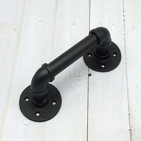 schwarzes Treppengeländer, 60 cm langes Treppengeländer, Geländer aus Industrie-Windeisenrohr im Retro-Stil