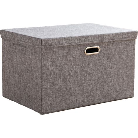 Panier De Rangement Pliable - Lin Extérieur - Couvercle Intégré - Pour Vêtements Jouets Livres - 1 Pièce (1/5)