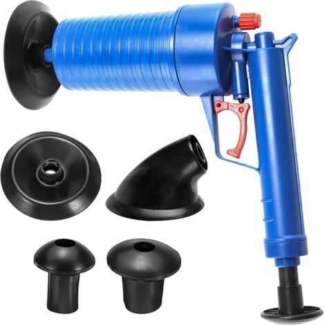 Nettoyeur Canalisations Haute Pression Pistolet Air Comprimé Outil Débouchage 3.5 BAR Sans Produits Chimiques 4 Embouts Inclus (1/5)