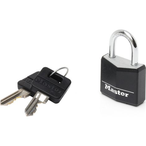 Master Lock 9130EURDBLK Cadenas à Clé en Aluminium Massif recouvert de Vinyle, noir, 3 x 5,2 x 1,6 cm