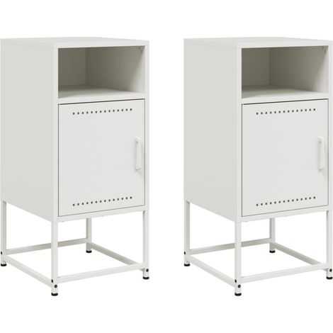 Maison Exclusive - Nachttische 2 Stk. Weiß 36x39x78 cm Stahl