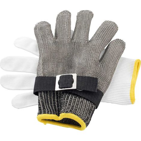 Tablecraft set 2 guanti antitaglio in acciaio inox, giallo taglia S, professionale