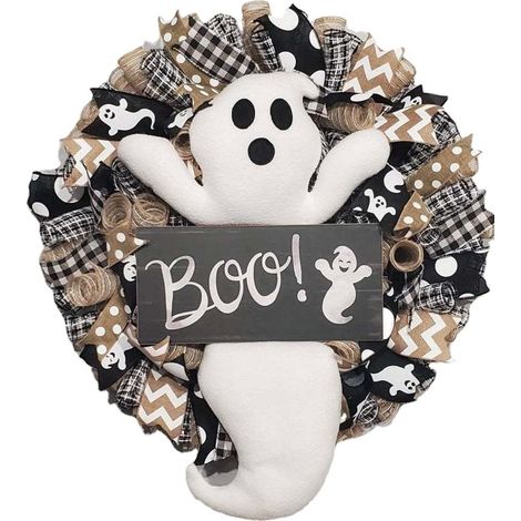 Couronne de fantômes d'Halloween, adorable couronne de fantômes Boo, accessoires de décoration pour portes et fenêtres de festival