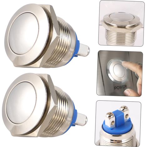 2 boutons-poussoirs inox étanche - pour domestique/démarrage (1/5)