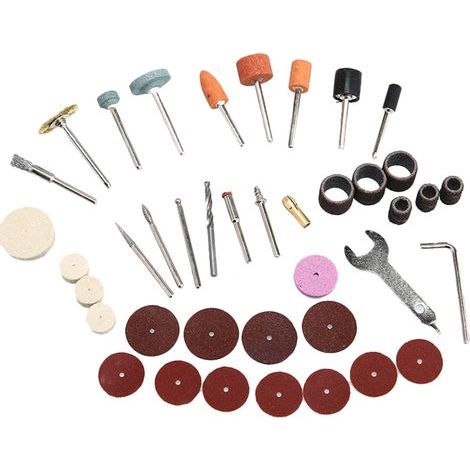 Das 40-teilige elektrische Schleifer-Set enthält Zubehör zum Schleifen, Schneiden und Bohren. (1/4)