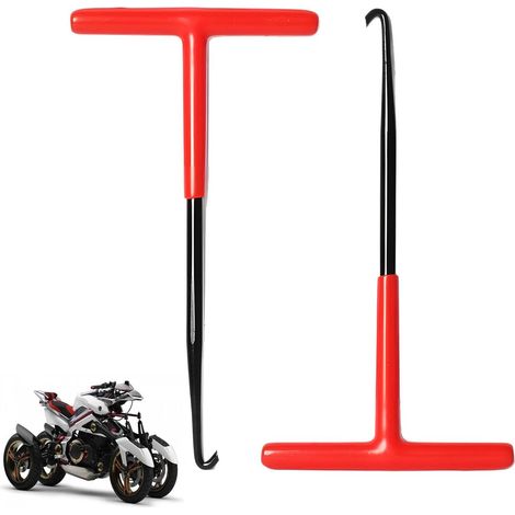 2pcs Spring Hook Brake Spring Clamp Drum Brake Tool Exhaust Spring Hook T Spring Puller Steel Spring Puller for Motorcycle (1/5)