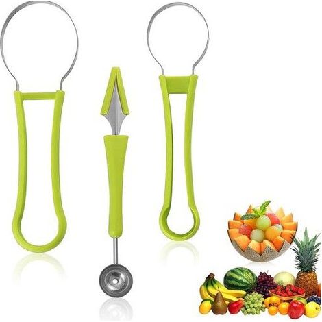 Ensemble d'outils à fruits 4 en 1, comprenant une cuillère à fruits, une cuillère à melon, un couteau à découper les fruits, (1/5)