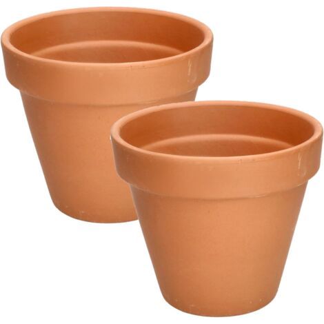 Lot de 2 pots de fleurs en terre cuite Ø 17 cm – Parois épaisses pour oxygénation – Design intemporel pour intérieur et extérieur-NANOTEH (1/5)