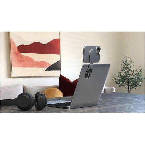 Support magnétique de bureau pour ordinateur portable MagSafe, fixation latérale pour téléphone, compatible avec les supports MagSafe (gris). (1/5)