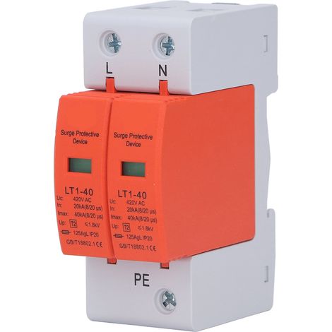 Parafoudre ignifugé 2P pour montage sur rail 36 mm, dispositif de protection 420 V (1/5)
