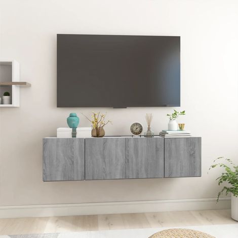 2 pcs Armoires TV suspendues, Meubles de rangement, Meubles TV Sonoma gris 60x30x30 cm Bois MJU33945 (1/5)