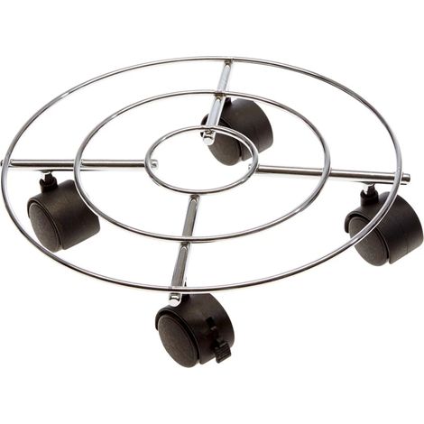 carrello da esterno porta vaso trolley in acciaio, diametro 30 cm