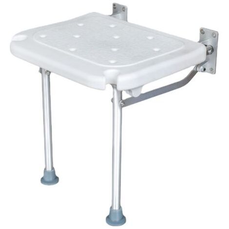 Banc de douche mural pliant – Siège de bain rabattable – Capacité 180 kg – Matériau aluminium et ABS – Fente pour pomme de douche