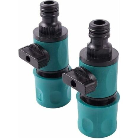Set di 2 raccordi rapidi per tubo da giardino con valvola da 16 mm
