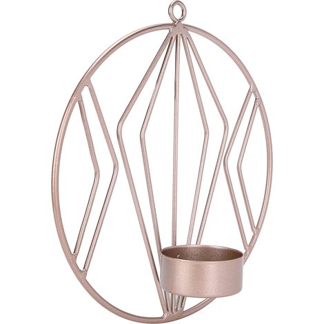 Porte-bougie mural géométrique innovant en or rose, support décoratif rond pour bougies (1/5)
