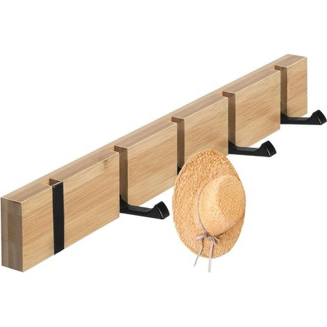 Wandgarderobe mit 5 klappbaren Haken, stabile Wandgarderobe für Jacken, Schals, Taschen und Hüte, 50 cm (1/4)