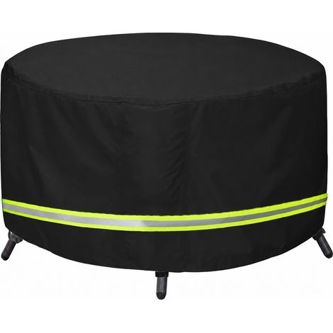 Housse de protection pour table ronde de jardin en tissu Oxford 210D noir avec bandes réfléchissantes 12075CM 120 75cm 30 × 30 × 3 cm 700 g – Livraison gratuite (1/5)