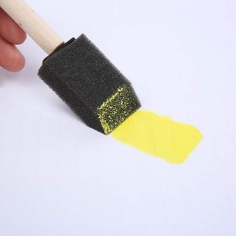 Pinceau en mousse de peinture, brosse en mousse 5 pièces éponge noire manche en bois pinceau enfants dessin outils de Graffiti,1 inches (1/3)