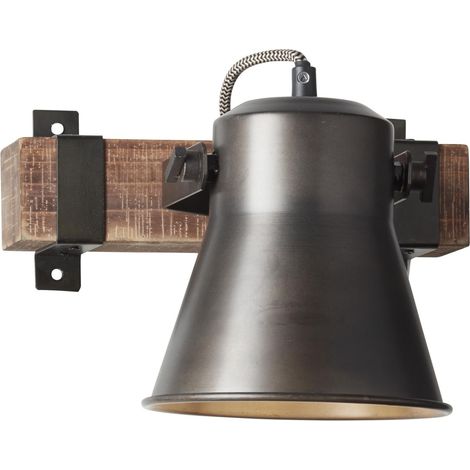 BRILLIANT Lampe, Decca Wandspot schwarz stahl, 1x A60, E27, 10W, Holz aus nachhaltiger Waldwirtschaft (FSC) (1/5)