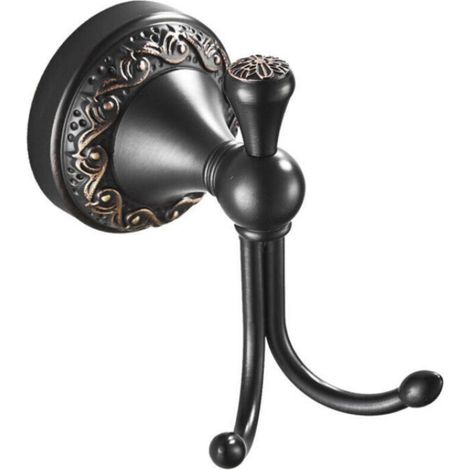 Antique black brass towel hook, antique brass bathroom coat hook (1/5)