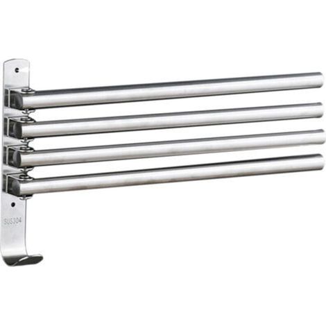 Porte-Serviettes avec 4 Barres 180°Rotatives en Acier Inoxydable SUS304 Porte Serviette Murale Sèche-Serviettes pour Salle de Bain Cuisine Lavabo- Argent (1/4)