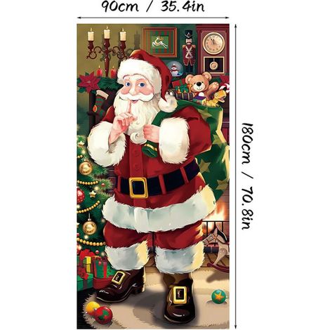 Couverture de Porte de Noel Decoration Suspendue Bannière Toile de Fond de Noël, Décorations de Noël Bannière de Porte pour Décoration Vacances Hiver Porte Entrée Maison (Père Noël) (1/3)