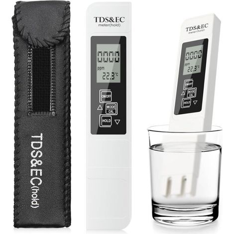 Testeur de qualité de l'eau, compteur LCD numérique 3 en 1 avec fonctions TDS, EC et température, pour des tests précis de la qualité de l'eau potable, des piscines et des aquariums. (1/4)