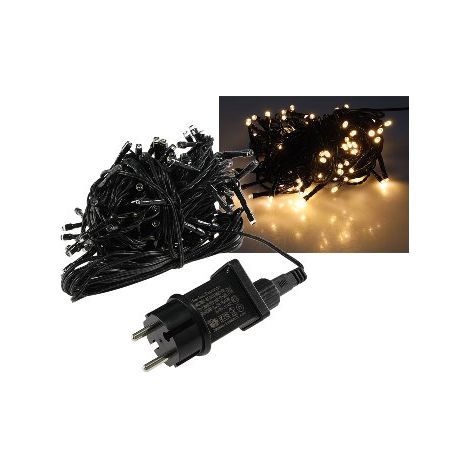 LED Lichterkette Aussen 10 Meter mit 100 LEDs Schwarzes Kabel Spritzwassergeschützt IP44 Warmweiß