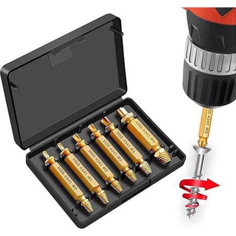 Ensemble de 6 extracteurs de vis en titane plaqué or pour vis endommagées, outil à main pour le bricolage
