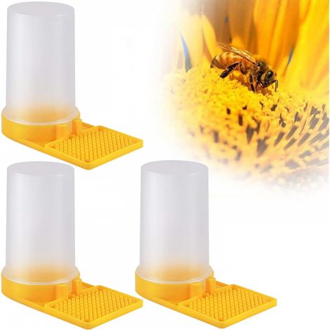 Bee Honey Drinker, 3 Pack Yellow Beekeeping Supplies Beekeeping Tools Beehive Waterer Feeding Equipment (1/4)